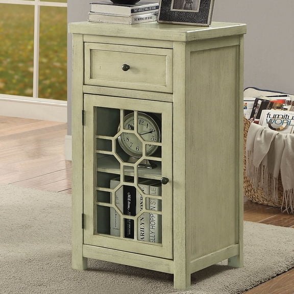 Emma 1-Drawer Solid Wood Side Table, Antique White