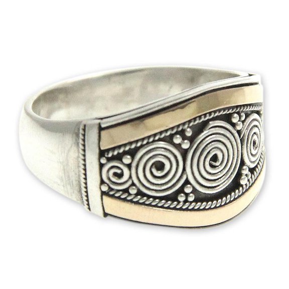 NOVICA Gold accent signet ring, 'Celuk Legend'