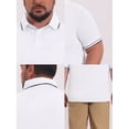 thumbnail image 7 of DARING DIVA Men's Big Tall Contrast Trim Short Sleeve Work Office Golf Shirts 2XL White, 7 of 7