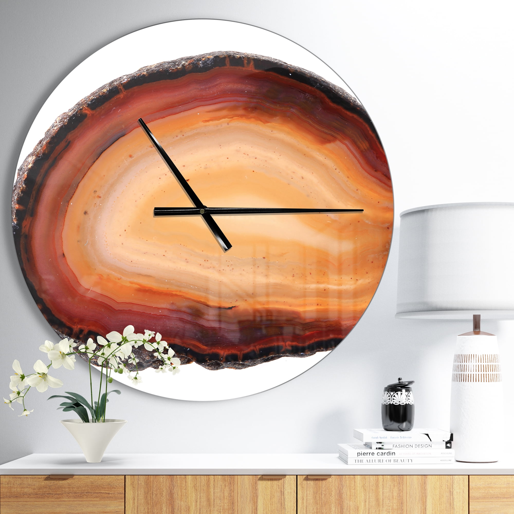 Designart 'Brown agate isolated ' Modern wall clock