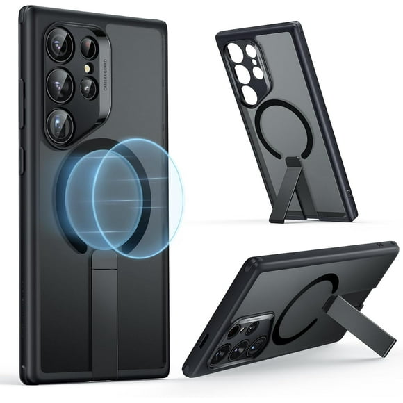 Samsung Galaxy S24 Ultra Case - MagSafe Compatible Magnetic Case - 3 Stand Modes, Drop Protection, and Boost Kickstand - Black