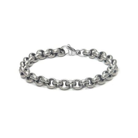 - Men's Titanium 6MM Round Rolo Link Bracelet 8.5