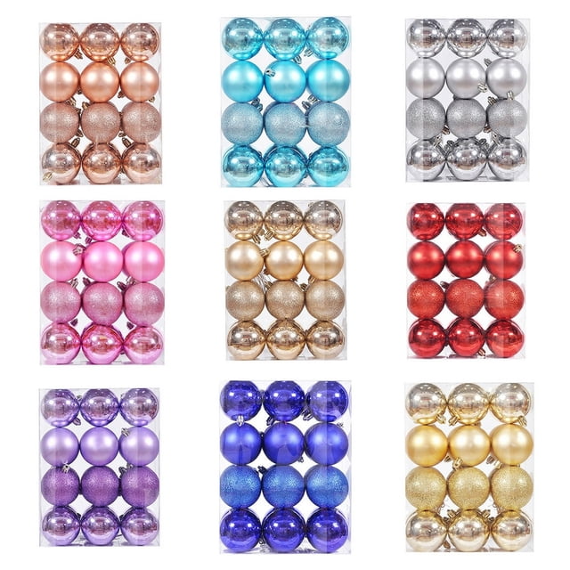 CNKOO 24Pcs Christmas Balls Bright Color Matte Finish Smooth Surface Shatterproof Wide Application Enhance Atmosphere PS Material Xmas Tree Glitter Balls Christmas Party Ornament for Hom