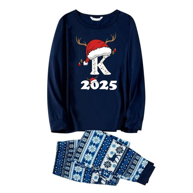 Ensembles pour Femmes Tenues de Maman Pyjamas Assortis de Noël en Famille - Imprimé de Lettres Ensemble Deux Pièces Doux Polyester-Spandex Noël en Famille