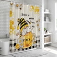 thumbnail image 6 of Yellow Gnomes Shower Curtain, Waterproof Shower Curtains for Bathroom, Vintage Daisy Honey Plaid Flower Washable Fabric Bathtub Curtain Set Bath Decor with 12 Hooks Long 72"x84", 6 of 8