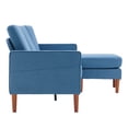 thumbnail image 5 of Reversible Sectional Sofa Couch, L-Shaped 3-Seat Couch with Ottoman, Modern Linen Fabric Reversible Chaise with Wooden Sofa Legs for Living Room, Bedroom, Apartment (Blue), 5 of 8