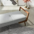 thumbnail image 7 of Allora Mid-Century Modern Rectangular Fabric Upholstered Bench in Gray, 7 of 7