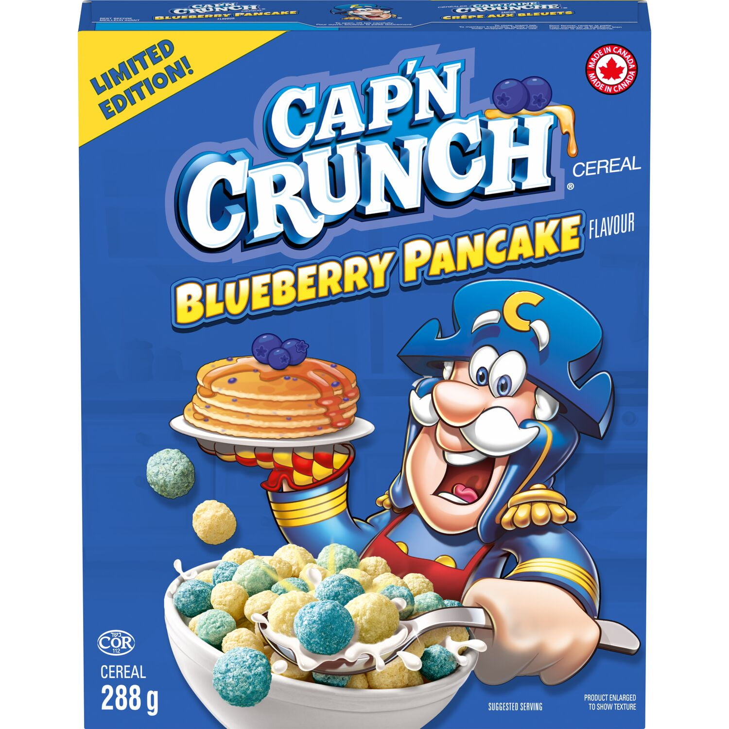 Capitaine Crounche céréales saveur Crêpe aux bleuets, 288 g.
