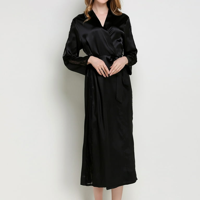 maxi silk dressing gown Black Silk Blend Dressing Gown Medium Length