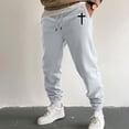 thumbnail image 2 of Awwp Mens Sweatpants, Thermal High Waisted Sweatpants Pattern Printed Gym Joggers Pants for Men Grey S, 2 of 5