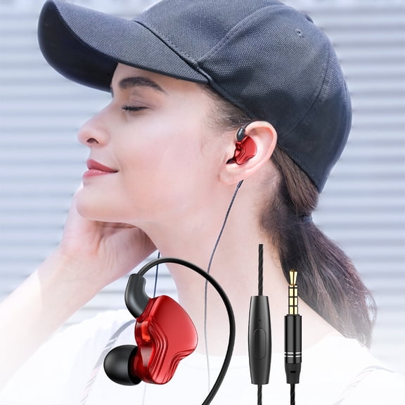 Dual Driver Wired In-Ear Gaming Headphones with Microphone, HiFi Stereo Sound Noise Isolating Earbuds, 3.5mm Jack Magnetic Design for Mobile Game Music Call Compatible with Phone PC Tablet