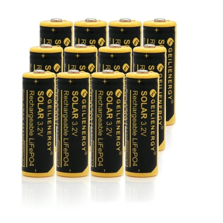 12PCS 3.2V 4/5AA Li-FePO4 14430 Size (14x43mm NOT AA Size) 4/5AA Rechargeable Batteries for Solar Panel Light