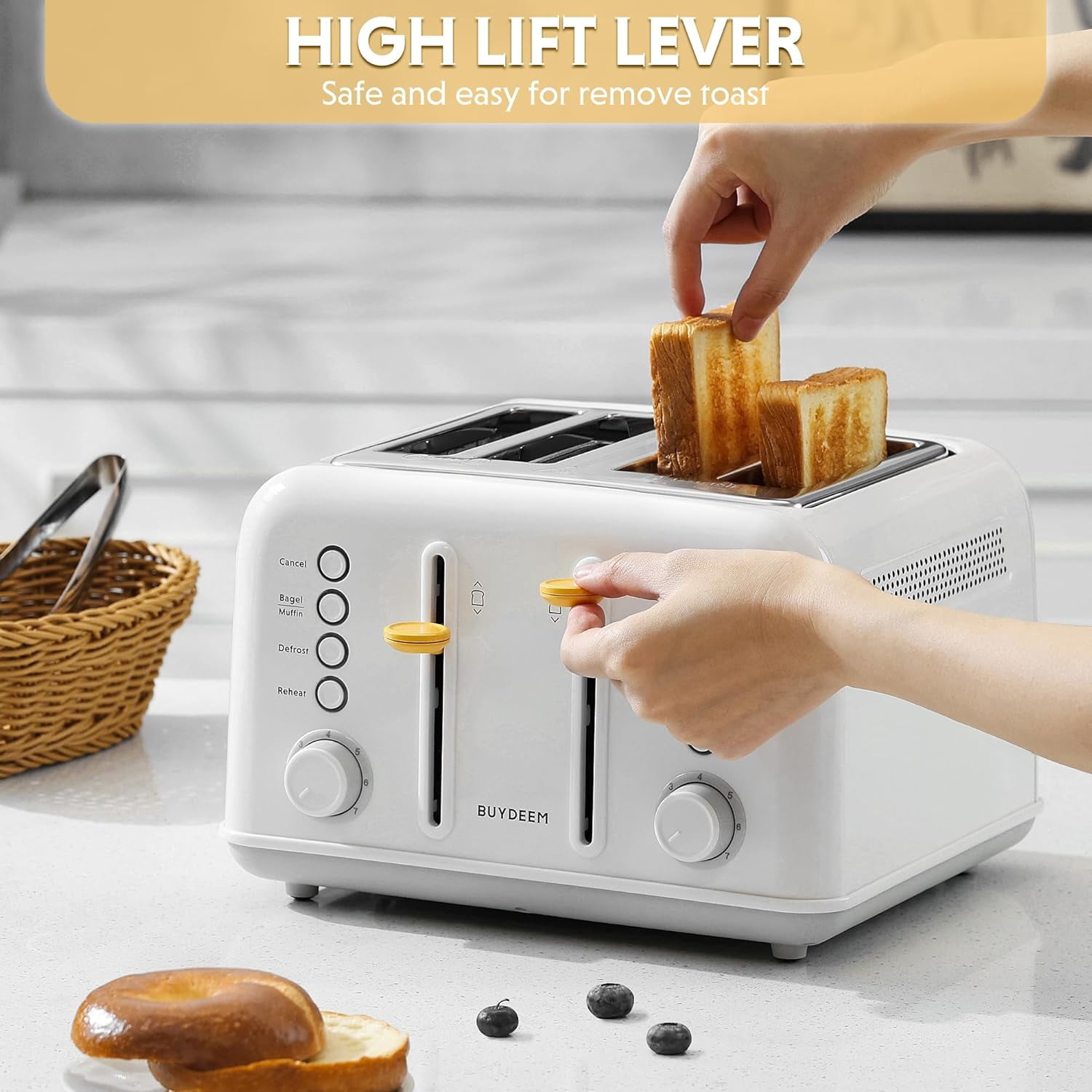 DT620 2-Slice Toaster, Extra Wide Slots, Retro Stainless Steel with High Lift Lever, Bagel and Muffin Function, Removal Crumb Tray, 7-Shade Settings,Cozy Greenish