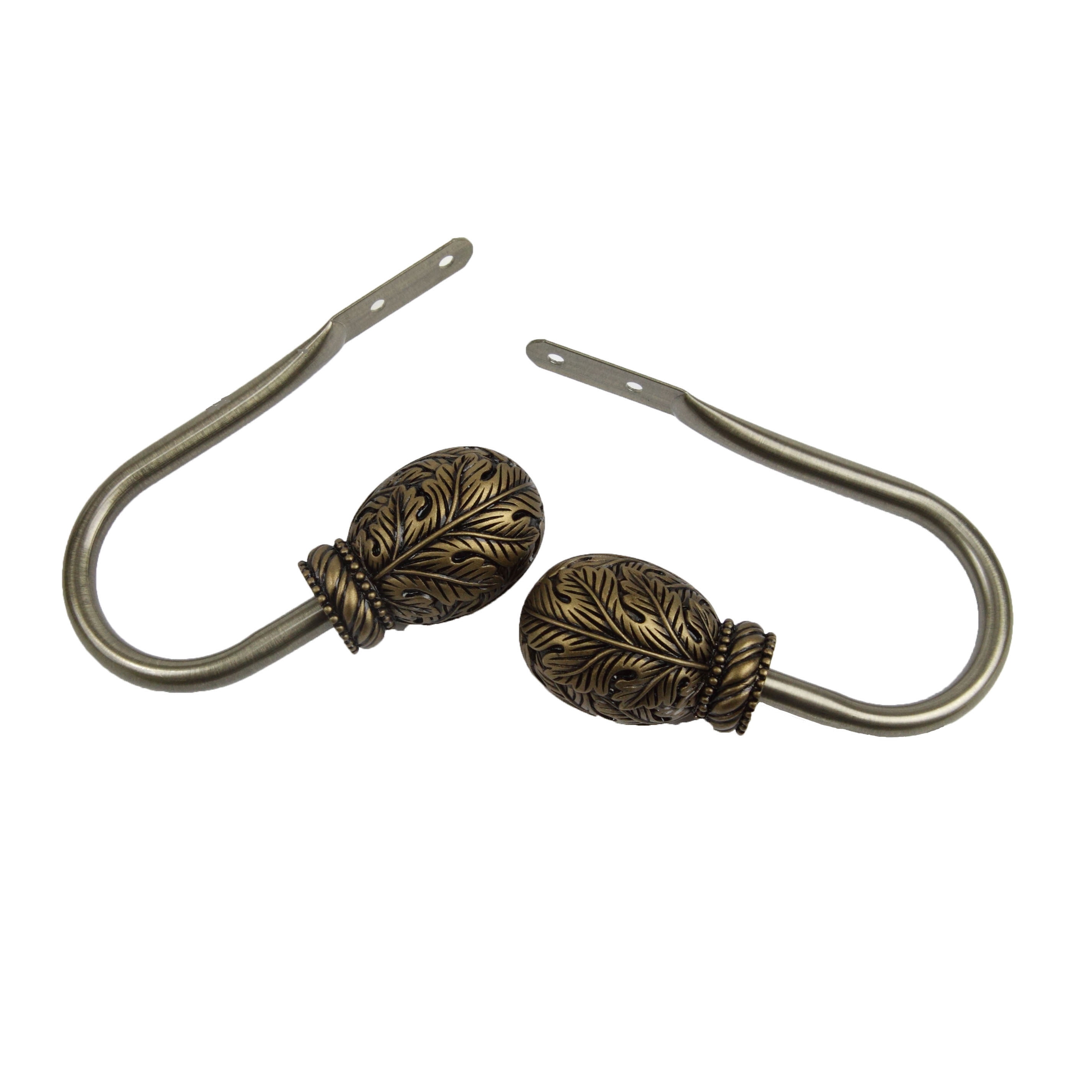 Santino Curtain Holdback Pair in Antique Brass