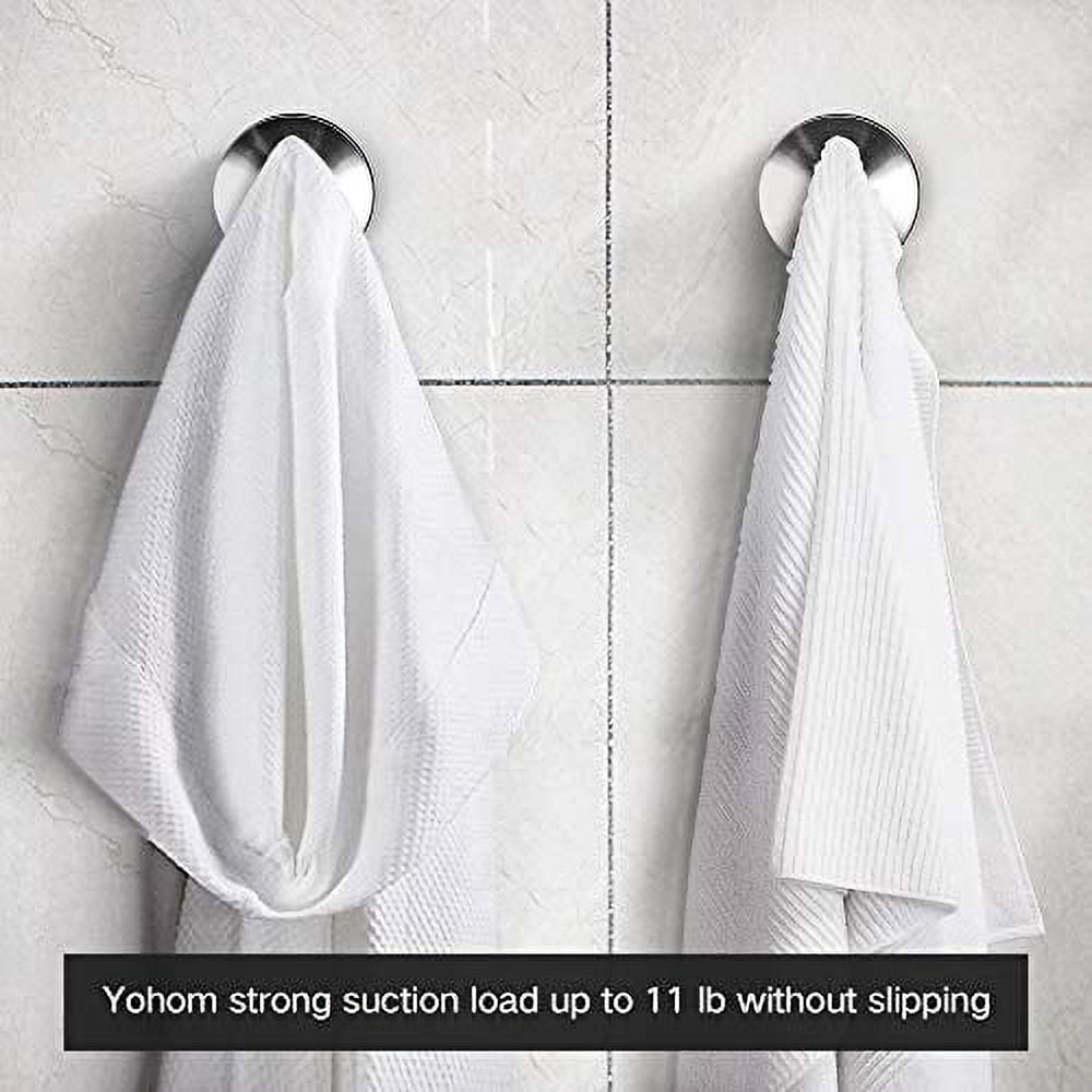 Yohom 2Pcs SUS 304 Stainless Steel Vacuum Suction Cup Hooks Shower Holder -  Removable Bathroom Shower Hook Suction Towel Rack and Kitchen Organizer
