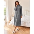 thumbnail image 4 of Ekouaer Robes for Women Zip Housecoat Long Sleeve Winter Zipper Bathrobe with Pockets, 4 of 6