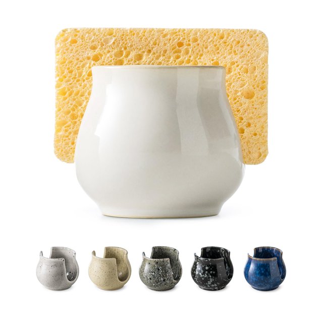 Soporte de esponja Zoeeker Ceramic White para fregadero de cocina