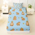 thumbnail image 3 of Manfei Cartoon Capybara Twin Sheets,Juicy Orange Bedding,Blue,3-Piece,1 Fitted Sheet and 1 Pillowcase, 3 of 6