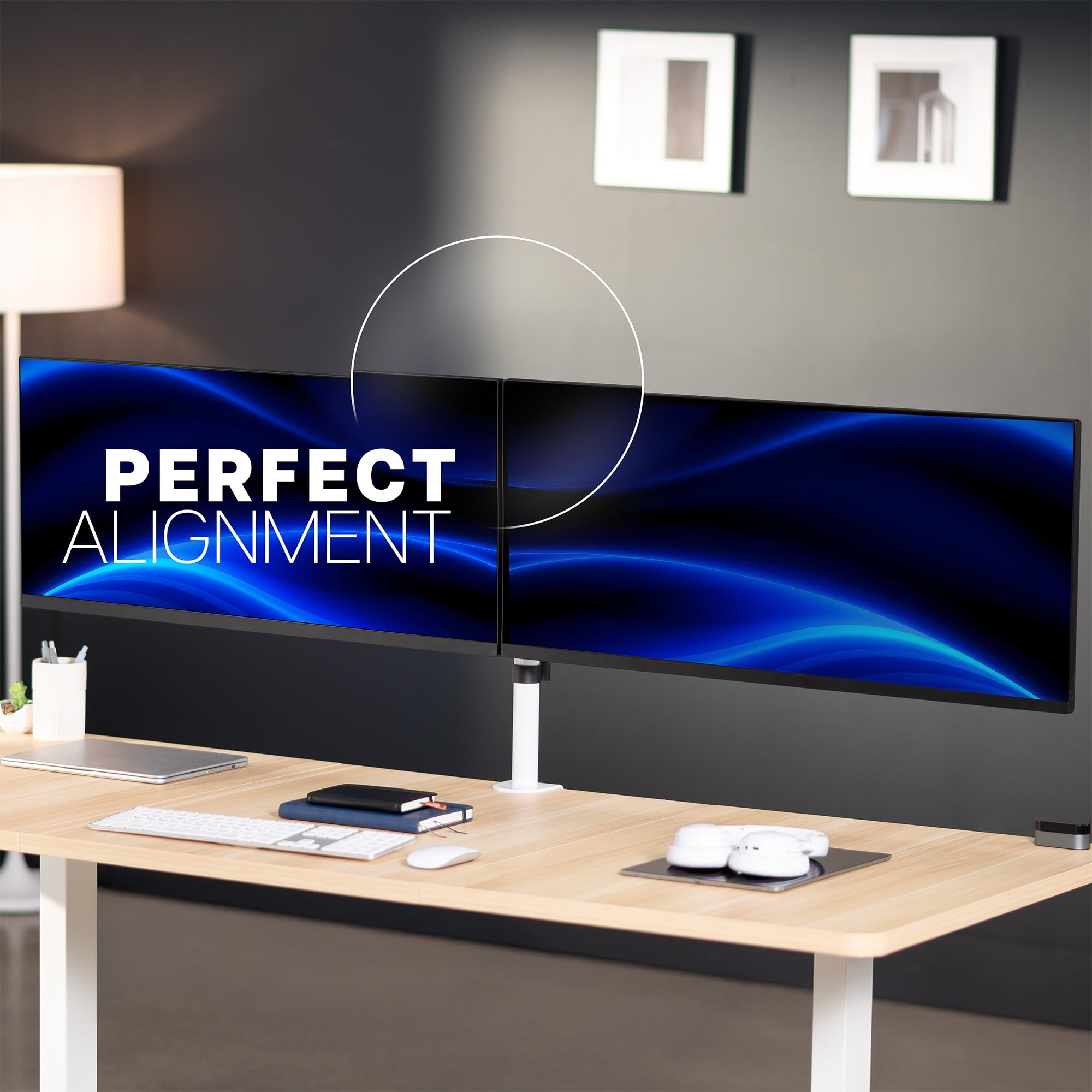 VIVO White Telescoping Dual Ultrawide 27" to 38" Monitor Heavy Duty Desk Mount