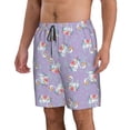 thumbnail image 2 of KLL Swan With Stars Men's Casual Summer Beach Shorts Hawaiian Shorts with Pockets-Large, 2 of 5