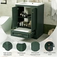 thumbnail image 3 of ENSHUI 24-Inch Bathroom Vanity with Ceramic Sink Combo, Modern Freestanding Storage Cabinet, Soft Closing Doors, Green, 3 of 11