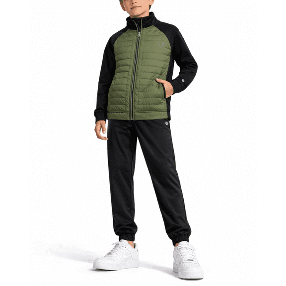 RBX Boys Sweatsuit Set Tech Fleece Zip-up Puffer Jacket and Jogger Sweatpants Athletic Outfit 2 Piece
