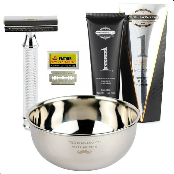Kit The Shaving Co Rastrillo + Vasija + One System + Navajas amarillo 1