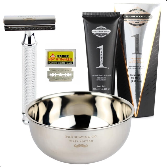 Kit The Shaving Co Rastrillo + Vasija + One System + Navajas amarillo 1