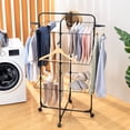 thumbnail image 6 of Kingrack Clothes Drying Rack, 3-Tier Folding Indoor Laundry Drying Rack with Wheels 4 Hooks, Metal, Black, 6 of 10