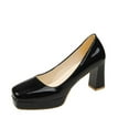 thumbnail image 5 of Lovskoo 2024 Women's Heels Platform Chunky Block Heels Square Closed Toe Low Heels Dress Shoes Comfortable Wedding Party Office Pumps Shoe Black, 5 of 7