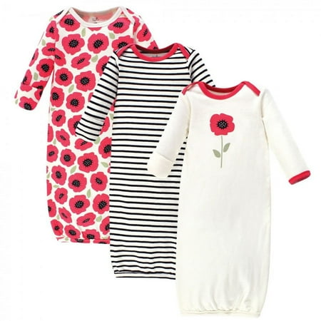 UPC: 0660168667738 | Touched by Nature Baby Girl Organic Cotton Long-Sleeve Gowns 3pk  Poppy  0-6 Months