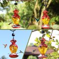 thumbnail image 5 of BirdKiss Large Hand Blown Outdoor Hummingbird Feeders, Weatherproof Glass, Flowers, Hook, Ant Moat, 20 oz Capacity, 5 of 8