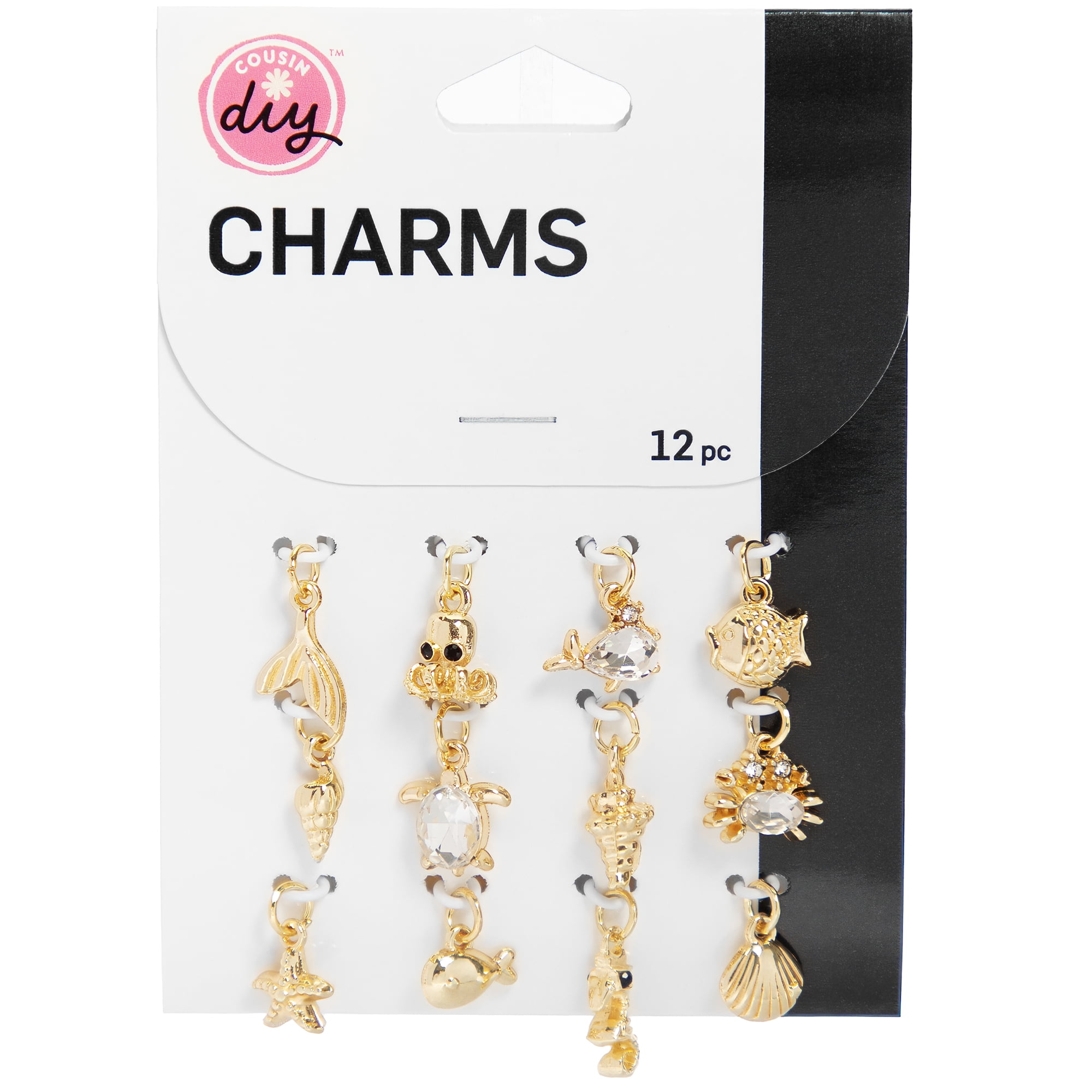CousinDIY Gold Ocean Life Charm Set, 12 Pieces – Beach & Sea-Themed Jewelry Making Charms