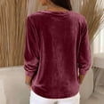 thumbnail image 4 of CIENVNSTG Crew Neck Casual Velvet Tops for Women Long Sleeve Solid Color Loose Fit Structure Soft Cozy Fabric Trendy Design for Spring Fall Indoor Daily Wear And Leisure Activities Wine L, 4 of 4