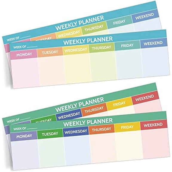 200 Sheets Horizontal Weekly Planner Sticky Notepad 2.8 x 9.5 Inch Adhesive Weekly Schedule Pad to Do List Notepad Weekly Calendar Pad for Planner Reminder Studying Office School Supplies (Colorful)