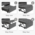 thumbnail image 2 of Vabches 3 in 1 Sofa Recliner with USB Port, Velvet, Convertible Bed and Chair, for Home or Office, Gray, 2 of 7