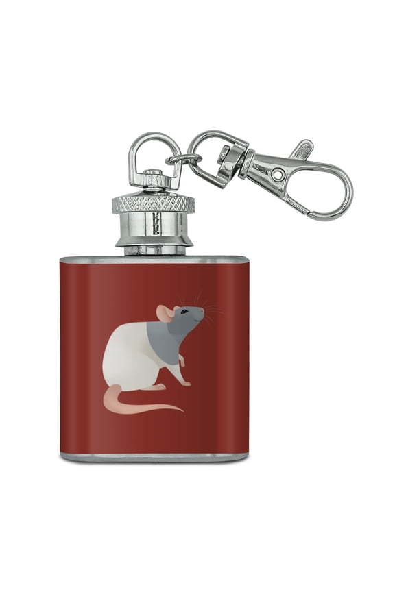 Hooded Rat Stainless Steel 1oz Mini Flask Key Chain