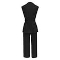 thumbnail image 4 of Women Fashion Solid Casual Suit Sleeveless Lac Up Cardigan High Waist Pants Suit Pant Suits plus Size Jumpsuit for Women Dresses for Grandmother of The Bride Snow Bib Womens Suite 269 Striped Trouser, 4 of 5
