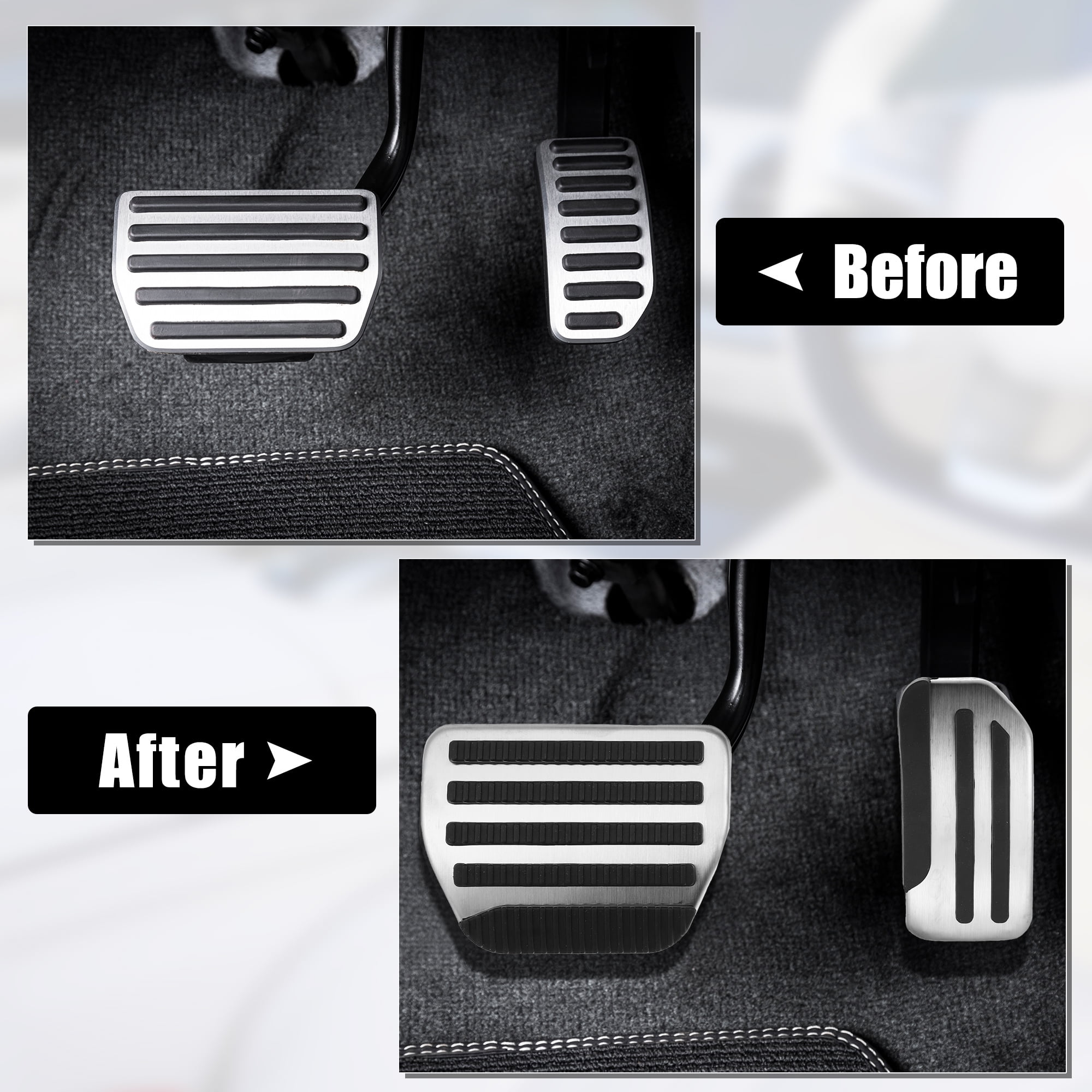 Unique Bargains Brake and Gas Pedal Covers Anti-Slip No Drilling Aluminum Alloy Pads