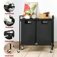 thumbnail image 3 of 2 Section Laundry Hamper w/Wheels,Wooden Shelf and Removable Laundry Sorter Bags, 3 of 5