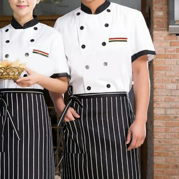 Koszal Veste de Chef à Manches Courtes Col Montant pour Cuisine et Travail