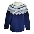 thumbnail image 4 of Arlun Womens Fair Isle Sweaters Vintage Argyle Iceland Oversized Sweaters Colorful Crew Neck Loose Comfortable Knit Tops Long Sleeve Fall Winter Warm Pullover Tops Dark Blue XXXXXL, 4 of 4