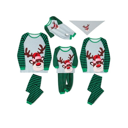 

Gwiyeopda Christmas Family Pajamas Sleepwear Xmas Nightwear PJs Sets for Adults Kid Baby Dog
