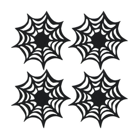 

4pcs Halloween Themed Placemat Spider Web Coasters Placemat Decorative Table Placemats Doilies Halloween Decorarion Supplies Bla