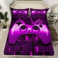 thumbnail image 2 of jejeloiu Cute Console Gamepad Full Size Sheets,Gamer Gaming Bed Sheets,Purple 3D Checkered Sheet Sets For Girls Boys,Super Cozy Room Decor,4pcs, 2 of 7