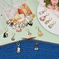 thumbnail image 4 of 20Pcs 10 Style Alloy Enamel Cat Charm Locking Stitch Markers with Gold Tone 304 Stainless Steel Clasp Stitch Markers Mixed Color 3.3~4.5cm, 4 of 5