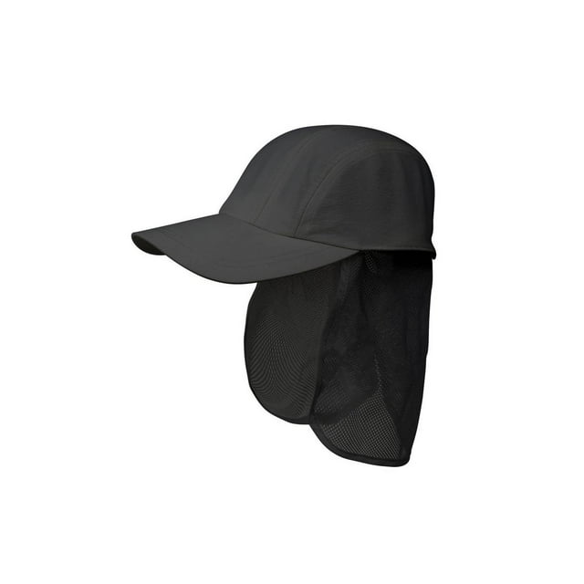 Juniper Taslon UV Casquette 5 Panneaux avec Rabat - Noir