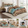 thumbnail image 6 of Full Quilt Set 78''x90'', Western Texas Star Vintage Bedspread Coverlet with 2 Pillow Shams, Retro Farmhouse Turquoise Brown Wood Breathable All Season Quilt Bedding for Bedroom/Guest Room, 6 of 9