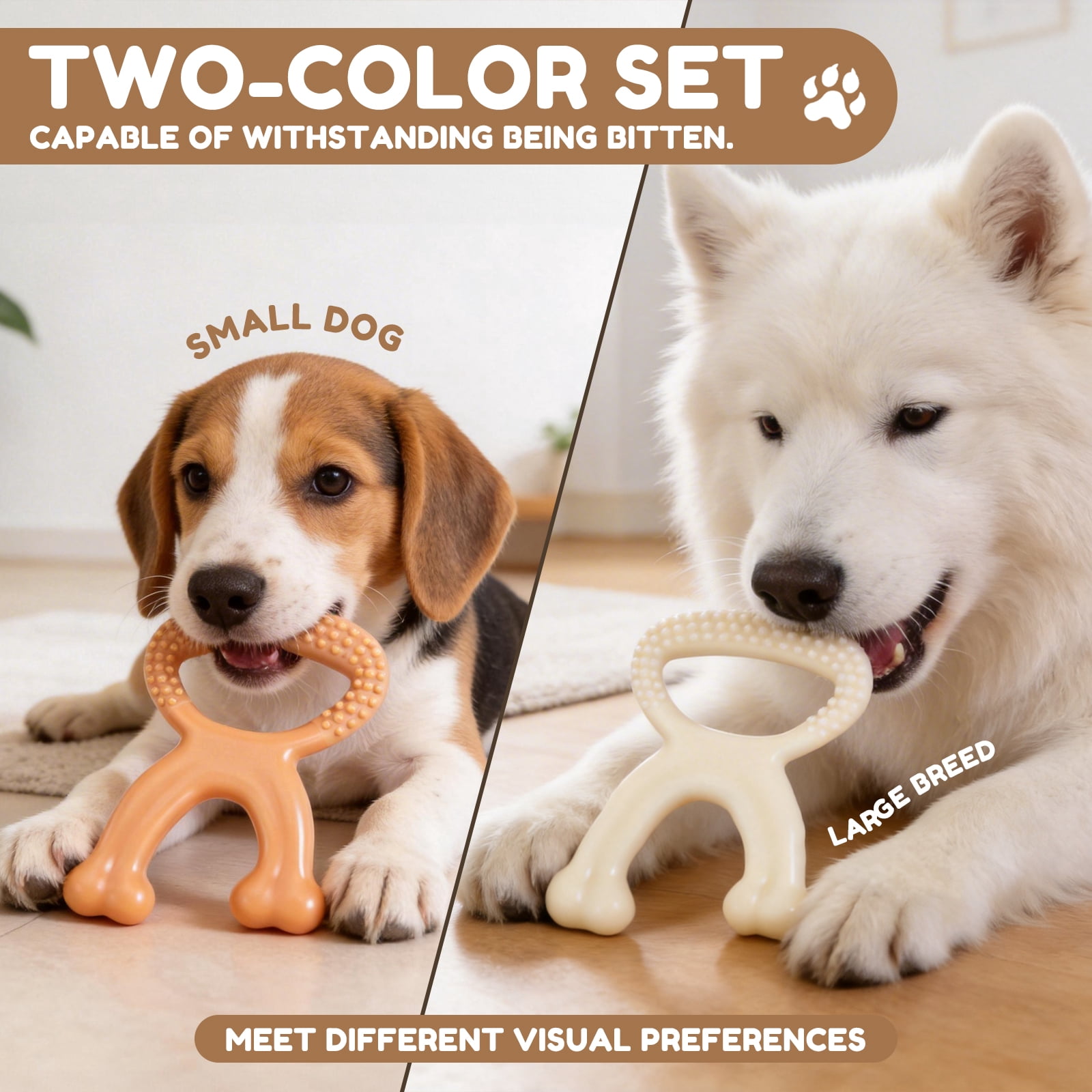 2 Pack Durable Dog Chew Toy for Aggressive Chewers Indestructible Nylon Bone Dental Care Teeth Cleaning Chew Toy for Small Medium and Large Dogs Keep Them Busy Irresistible Beef Flavor