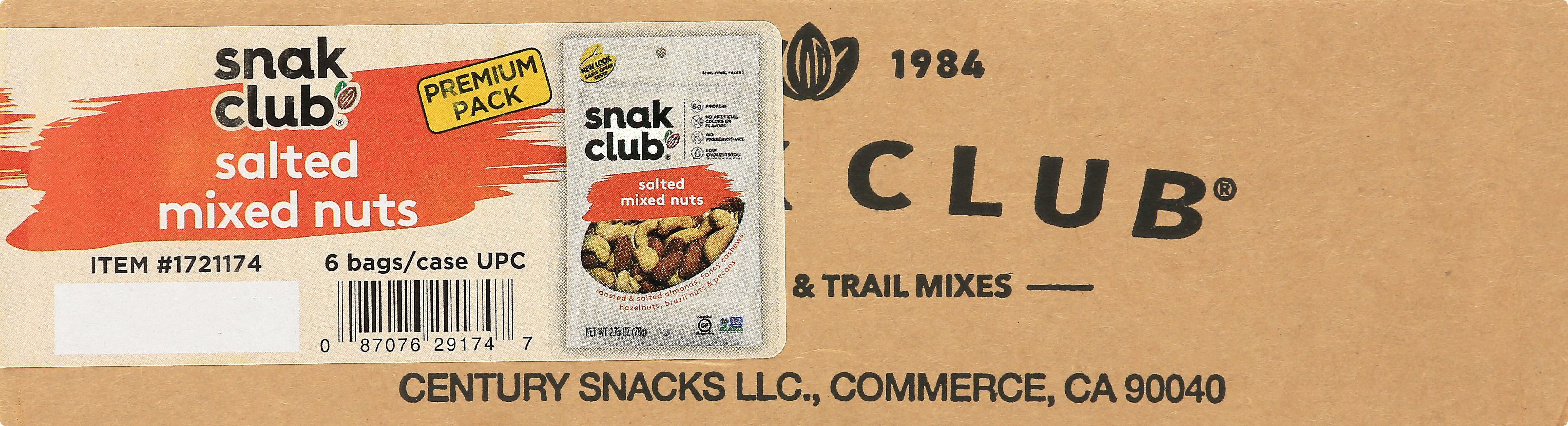 (Price/CASE)Century Snacks Premium Pack Salted Mixed Nuts 2.75 Ounce - 6 Per Case